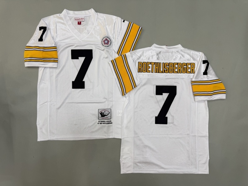 Men 2025 Pittsburgh Steelers #7 Roethlisberger white Throwback Limited NFL Jersey style 003->pittsburgh steelers->NFL Jersey